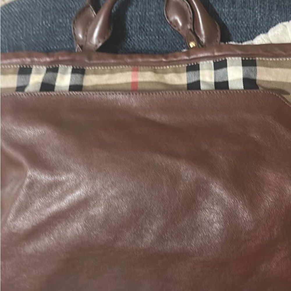 Burberry Brown Leather big size Tote - Picture 3 of 7